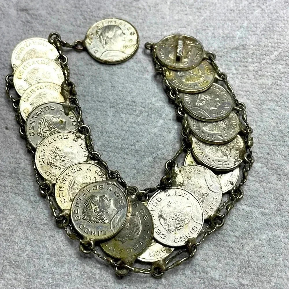 Vintage cinco centavos coin braclet